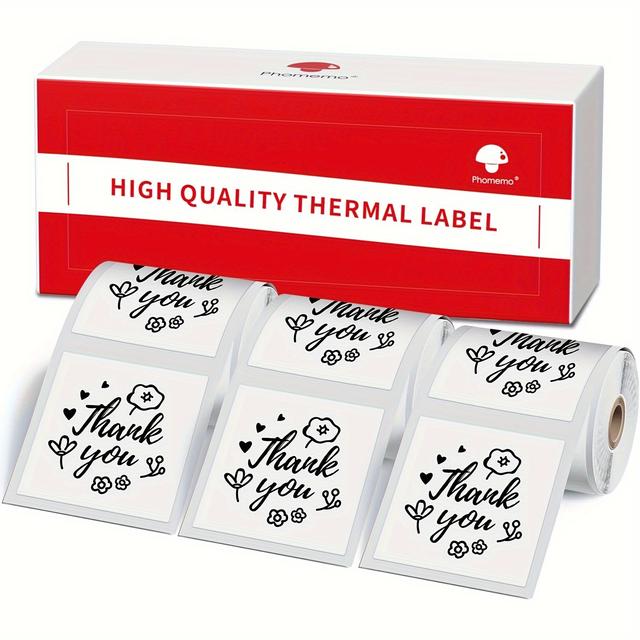 TEMU White Square Labels Compatible With Phomemo M110//m220/m221/m120 - 3pcs Self-adhesive Thermal Label Rolls, 150pcs 50x50mm & 180pcs 40x40mm Each