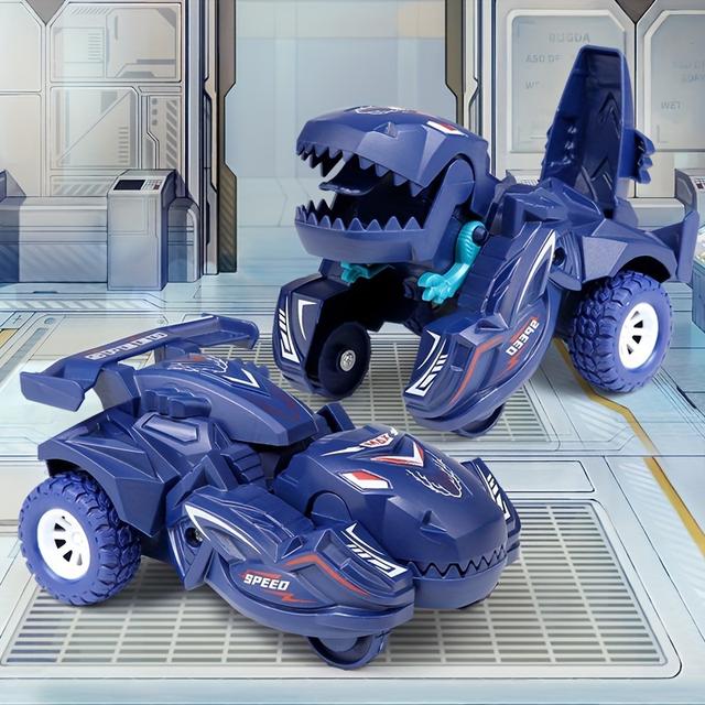 TEMU 2-in-1 Automatic Transforming Dinosaur Car Toy - Robot Mode With Moving Wheels, Interactive Toy For 3-5 Years , Dino Lover Gift For Birthday/christmas, Compatible With Major Toys