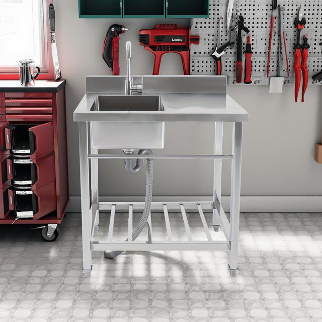 TEMU Conveniently Install A Stainless Steel Sink With A Large Capacity, Suitable For Kitchens, Dining Areas, Bars, Restaurants, Garages, Caravans, And More!