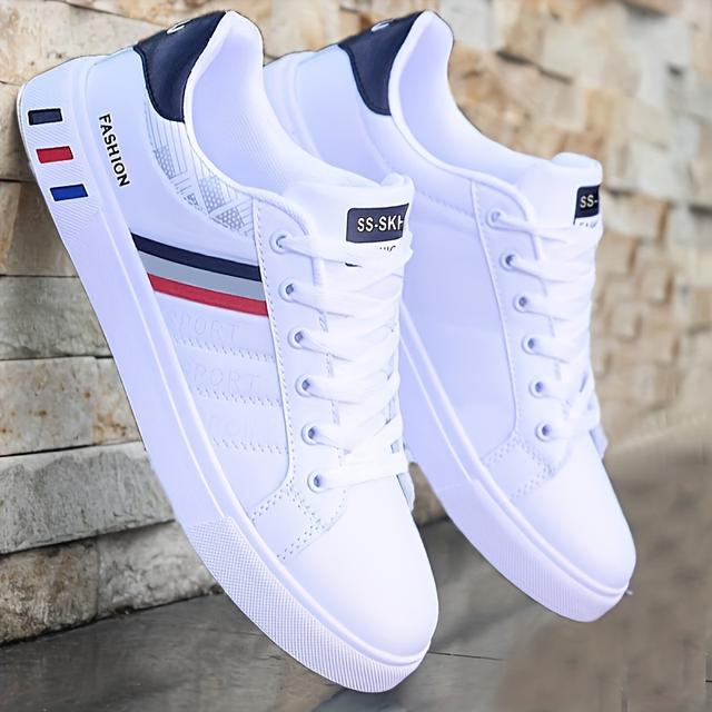 TEMU Men's Lace-up Sneakers, Striped Skate Shoes, Providing Grip, Breathable And Comfortable