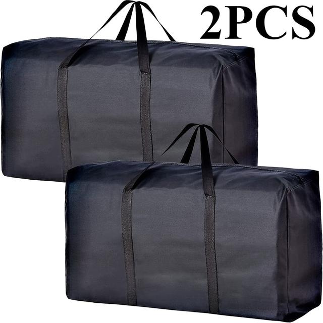 TEMU Set Of 2 Storage Bags Featuring Sturdy Handles And Dual Zippers, Measuring 50*40*20cm - Collapsible Trunk Organizer Ideal For , Traveling, And Outdoor Camping