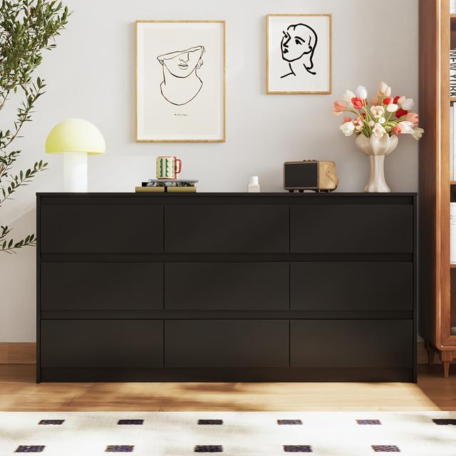 TEMU 63"l Accent Chest Of Drawers - Versatile Storage Solution, Modern 9-drawer Cabinet With , Multipurpose Chest Of Drawers, For Bedroom, Living Room, Hallway, And Entryway, For Gift ( )