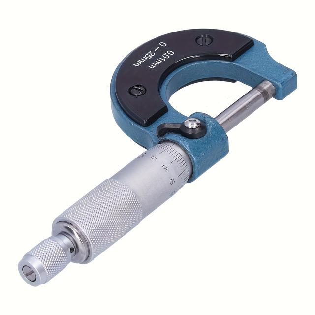 TEMU Heavy-duty Precision Micrometer With Ratchet Nut - 0-25mm/0.01mm Resolution, Non-slip Grip, Ergonomic Handle - For Metalworking, Engineering, Drafting - Compatible With Micrometer Calipers (no )
