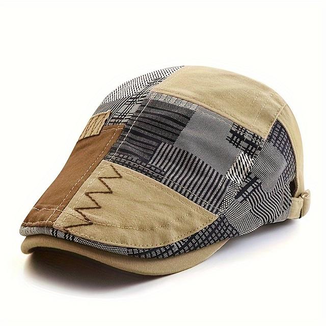 TEMU Vintage Mens Newsboy Cap: Adjustable 56-60cm (22-23.6inch) - Cotton, Fashionable, Woven