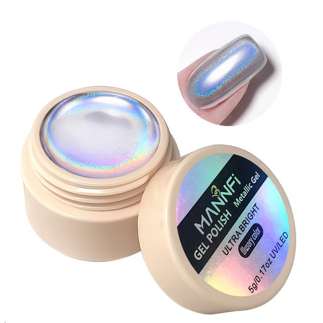 TEMU 1pc Iridescent Metallic Gel Polish - Glitter Laser Silvery Mirror Aurora Powder, Nail Art Special