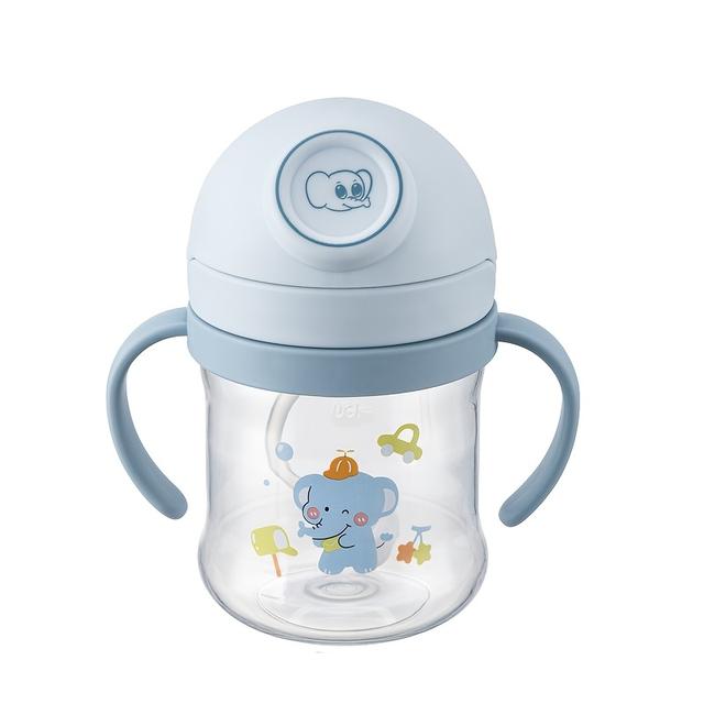 TEMU Cartoon Sports Water Bottle With Straw, , Suction Cup Handle, Portable Pc Material, Seal, Uncharged - Ideal For Outdoor Activities, Travel Cup|cartoon Themed Bottle|easygrip Design