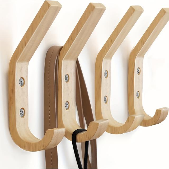 TEMU Dos ganchos de madera para colgar en la pared, ideales para un probador, , pasillo o dormitorio