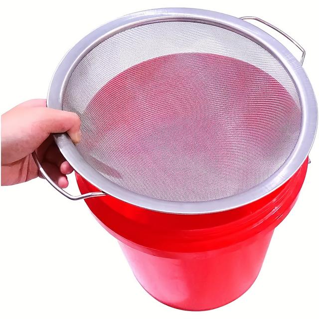 TEMU 1pc Stainless Steel Fine Mesh Painting Double-layer Filter, 60 Mesh Filter Screen, With Handle For Painting Filtration And Straining, Suitable For 5-gallon Buckets.