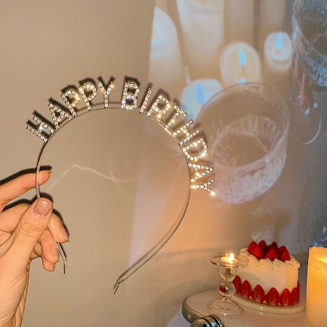 TEMU 1pc Aniversário Rhinestone Headband, de , Acessórios de Fotografia, Headband Apropriado para Festas de Aniversário, Fotografia de , etc.