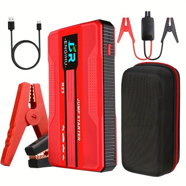 TEMU Hot Car Jump Starter Power Bank 12v Portable Emergency Start Charger For Cars, Used As Gifts, Led Flashlights, 12v Start Gasoline And Cars - Emergency Road