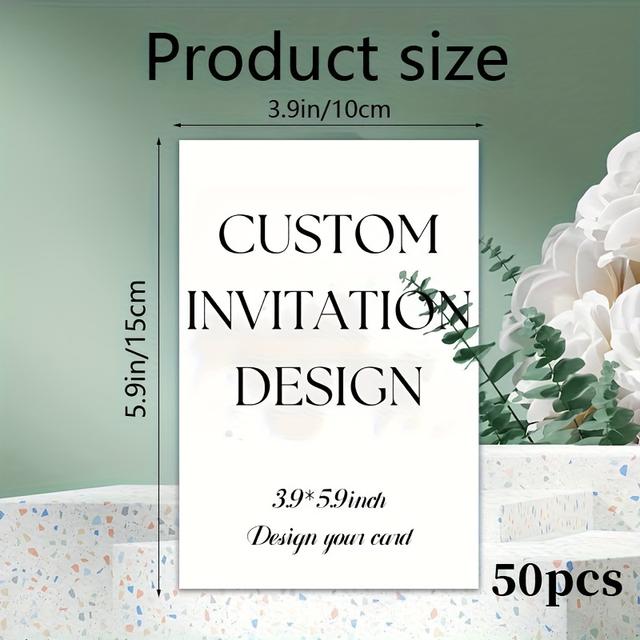 TEMU Custom Cards With Photos, In Sets Of 50/80/100, Suitable For Weddings, Baptisms, Birthday Parties, Engagement Ceremonies, And Small Business Events, Measuring 10×15 Cm, Made Of Paper, No Required