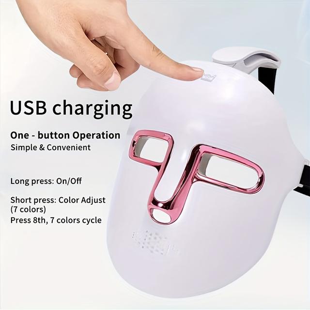 TEMU A 7-color Light Face Mask For Skincare, Suitable For Facial And Neck Beauty Treatments - A Perfect Gift For Girlfriends, Women, On Valentine's Day.