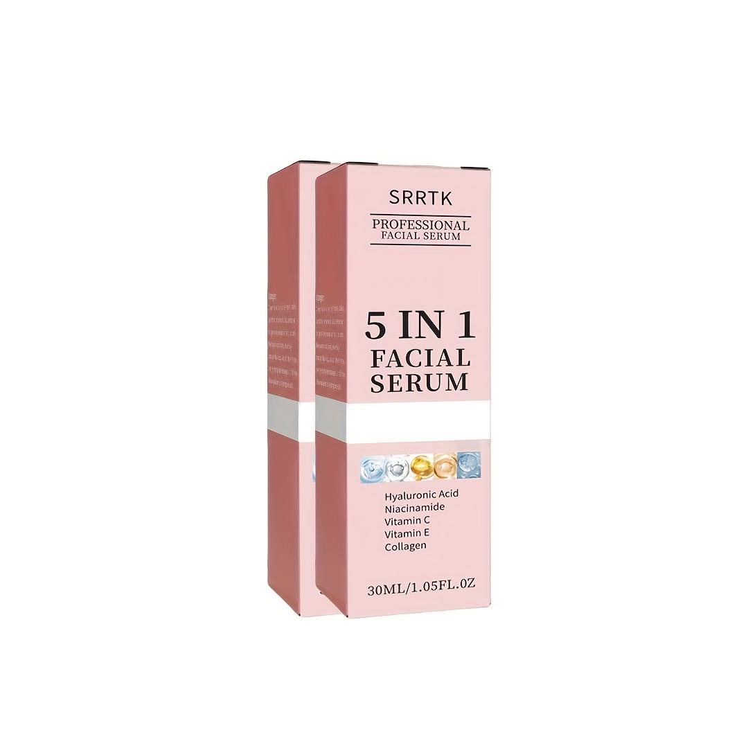 TEMU 2-Pack 5-i-1 Ansiktsserum med Hyaluronsyra, Kollagen, Niacinamid, Vitamin C och E. Porminskande, Oljekontroll, Återfuktande. Lämplig för alla hudtyper, Hypoallergen. Ansiktsvård