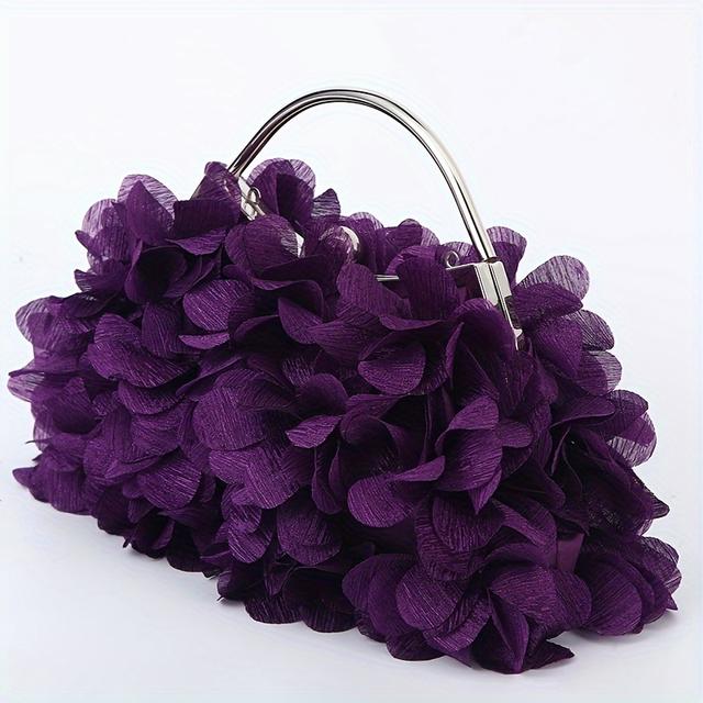 TEMU トなルペタルイブニング、取り外し可能なチェーンストラップ付き - 結婚式、パーティー＆特別な機会用ファッションポリエステルハンドバッグ - アプ、ピンク、ホワイト、パープル、ブルー、ブラックで利用可能