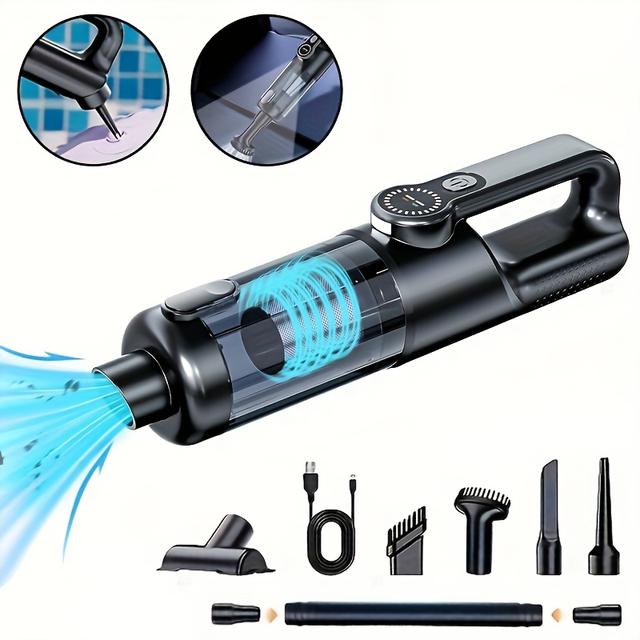 TEMU A Compact Car And Household Vacuum Cleaner With Powerful Suction, A Portable And Mini Cleaning Machine, An Ergonomic Grip, An Led Light, Suitable For , Seats, And Home Use, With A For .
