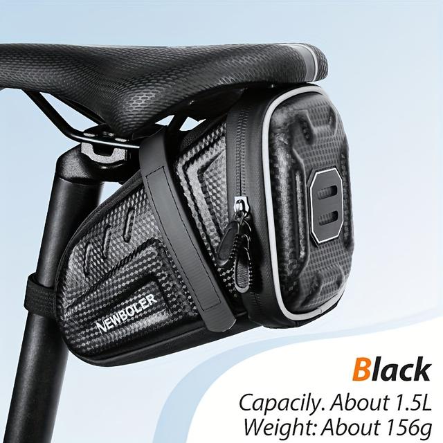TEMU 1.5l/2.5l Bicycle Seat Bag, Portable Bike Bag - With Reflective Strips, Suitable For Mountain Bikes And Road Bikes, Durable Underseat Storage Space, Can Store Riding Essentials, Bike Accessories
