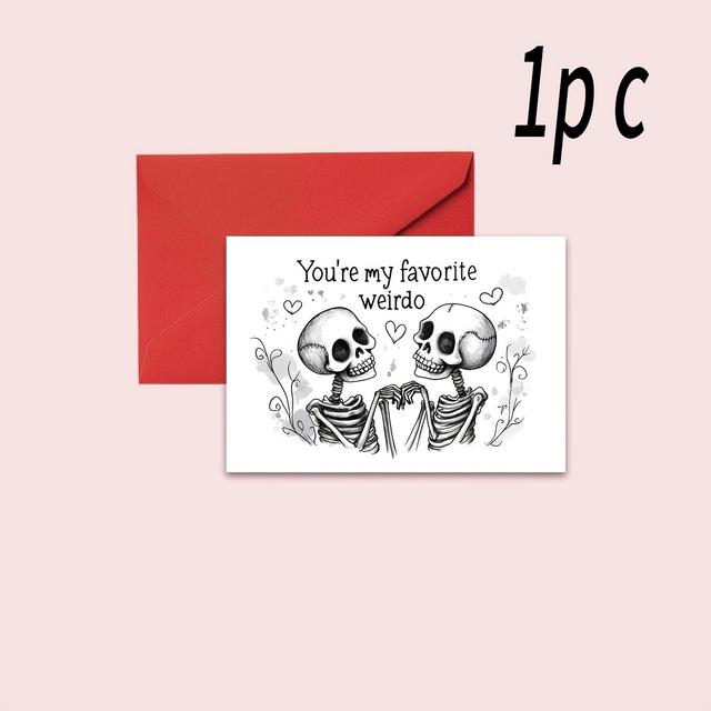 TEMU 1pc/2pcs Interesting Valentine's Day Cards - Perfect For Anniversary Celebrations And Messages Of , A Black Gothic Themed Stationery Gift, An For