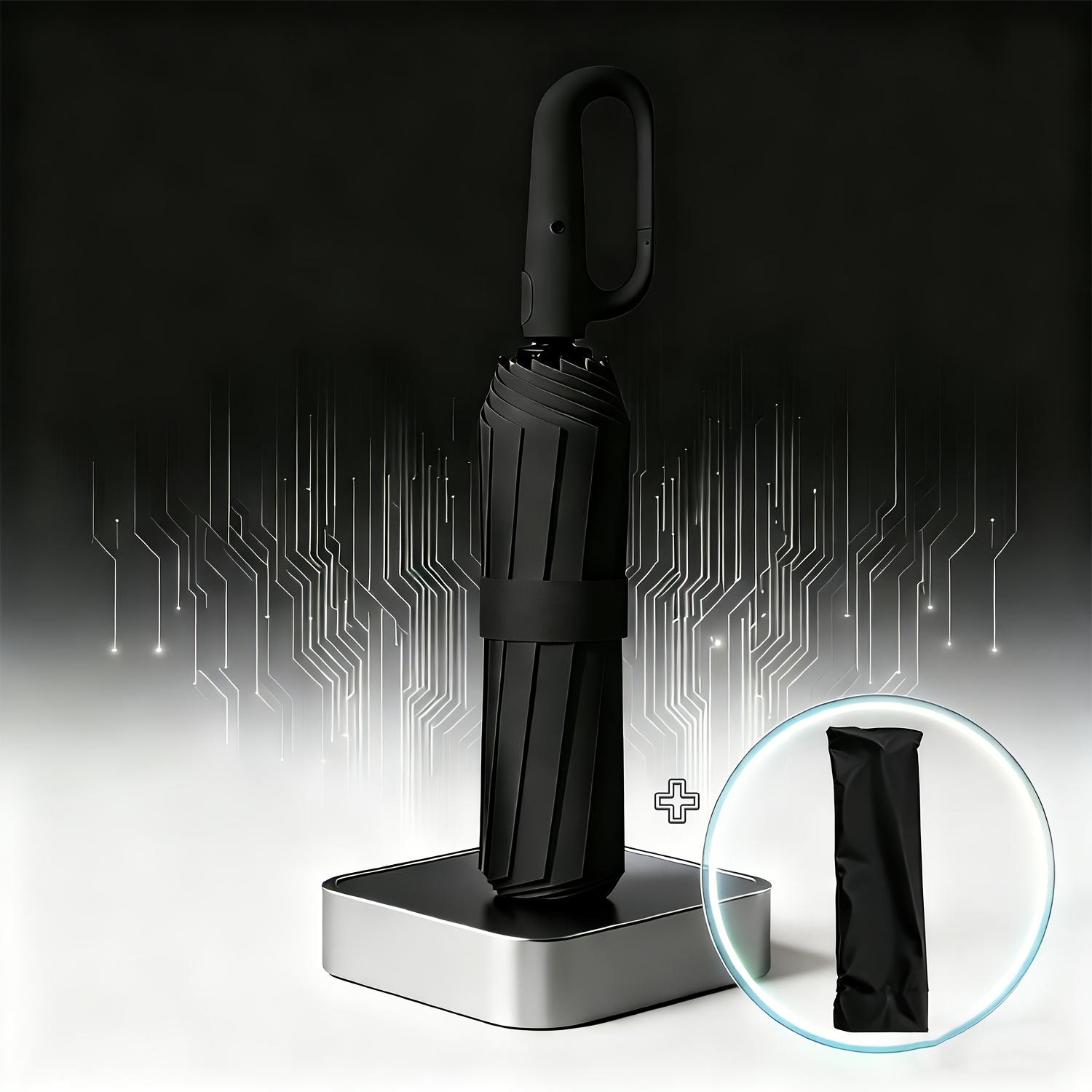 TEMU Automatický skládací deštník, zesílený 8 výztuhami, s černou vrstvou pro ochranu před sluncem