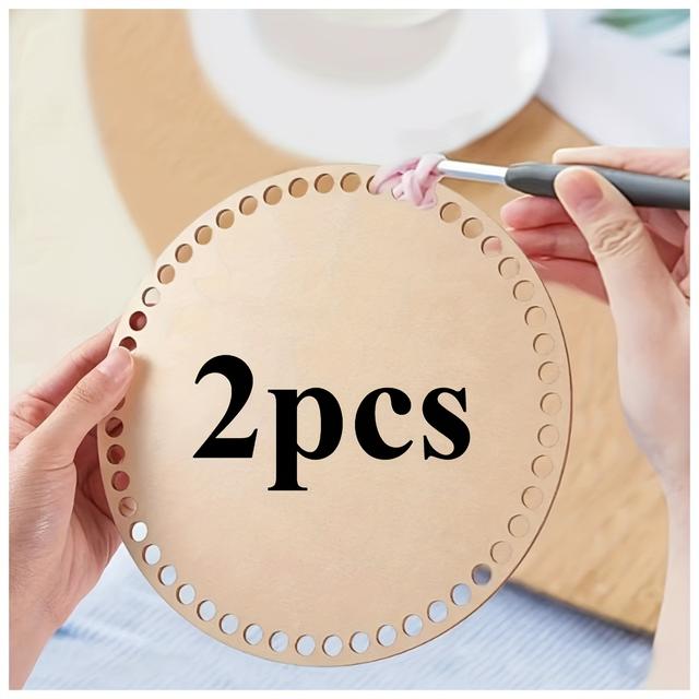 TEMU Basket Craft Set - Round Solid Wood Blanks For Baskets And Home Decoration, , 2pcs