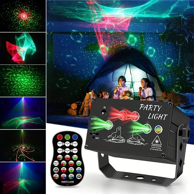 TEMU DJ Party Lichtbühne Laser Musikshow-Projektor Indoor Geburtstag Halloween KTV Tanz Nordlichteffekt RGB Soundaktiv Disco Stroboskop-Lichter mit Fernbedienung
