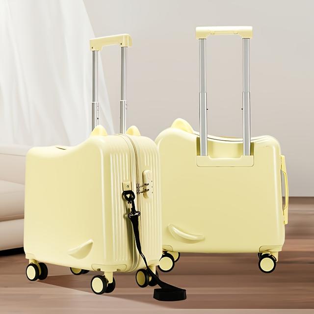 TEMU [ ] 18-inch Ride-on Suitcase, Small Carry-on, Trolley Case Suitable For Family Travel, Short Trips, Airport Boarding, , Travel Essential, Fashionable And Durable, Convenient And Durable