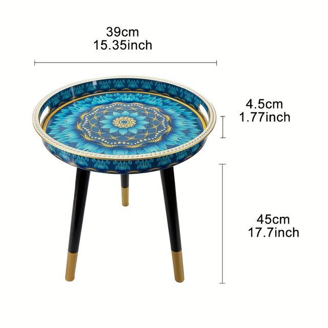 TEMU Circular Coffee Table With Detachable Plastic Tray Edge Table, Suitable For Small Spaces With 3-legged Plastic Tray