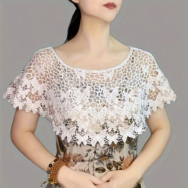 TEMU A Breathable Lace Shawl For Women, Designed For Summer, Suitable For Casual , Parties, And Weddings