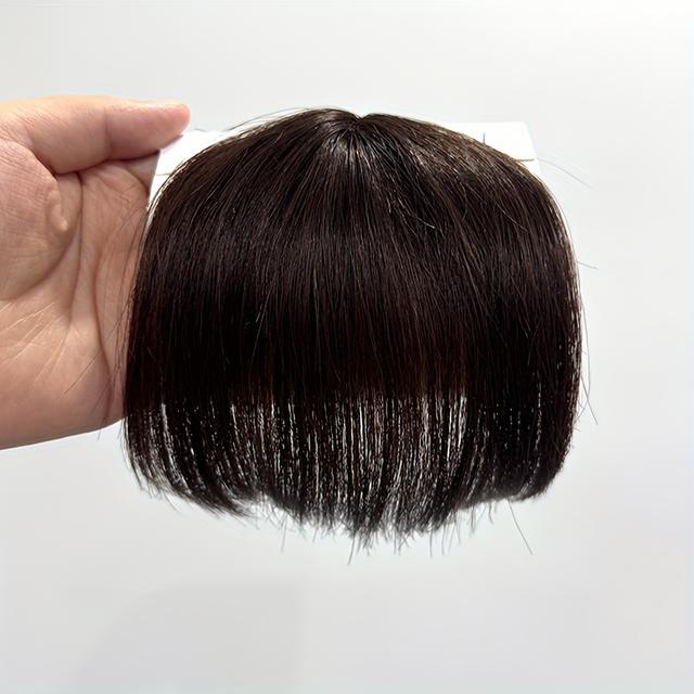 TEMU Women's Clip-in Real Human Hair Bangs - No Sideburns Natural Look Front Fringe Extensions, Easy To Apply No Glue Needed, Hair Straight Hairstyle For Everyday Events