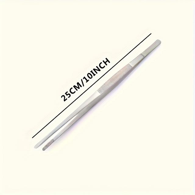 TEMU Stainless Steel Food Tongs, Precision Kitchen Tweezers For Cooking, Grilling Accessories, Cafeteria Cutlery, Cooking Gadgets - 10 Inch - (4 Universal)