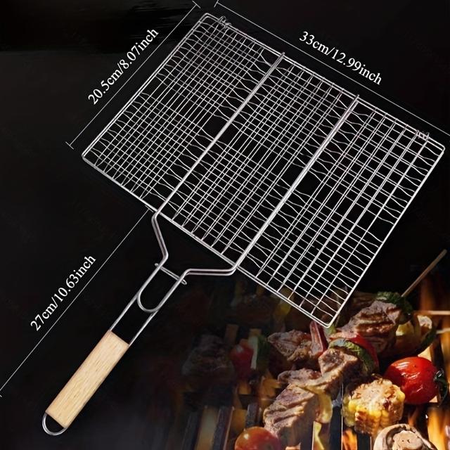 TEMU Portabel Metallgrillkorg med Stor Kapacitet, för Grillning av , Kycklingvingar, Kycklinglår, Biff, Räkor och Grönsaker – Ideell för Utomhuspicknick och Camping
