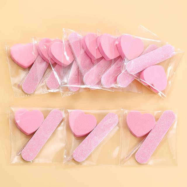 TEMU 10-set Manicure Kit Nail Care Set: Mini File, Heart Sponge And Crystal Stick, Perfect For Polishing Jewelry And Diy Manicure