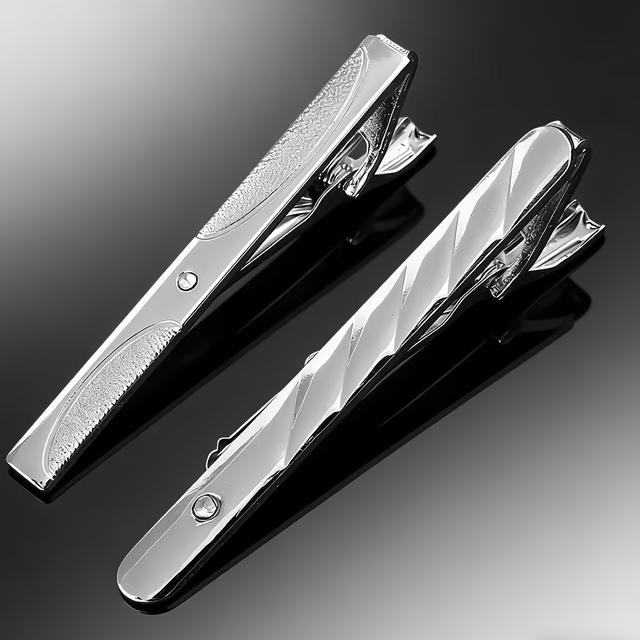 TEMU Paquete de 2 clips de fácil ajuste para corbatas, para hombres, negocios, bodas y fiestas, 5 x 0.6 cm