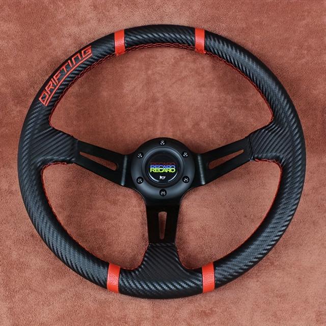 TEMU Cool 14 Inch High Quality Carbon Fiber Car Steering Wheel Suitable For Most Racing Modification Sports