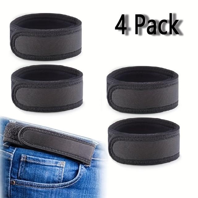 TEMU 4pcs No Buckle Elastic Belts For - Stretch Fit Invisible Belts, Fit For Pants & Jeans, Black, Machine Washable, , Comfortable Clothing | Sleek Belt Design | Durable Fabric Belt, Elastic Waistband