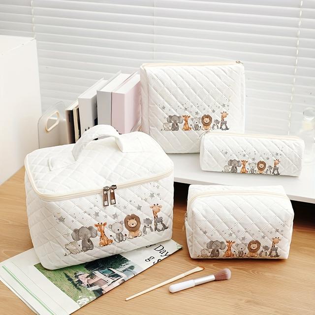 TEMU Un sac de Cosmétique matelassé avec divers d'animaux, un grand sac de rangement de voyage et un sac à toilette pouvant contenir des clés, de sac fourre-tout multifonctionnel.