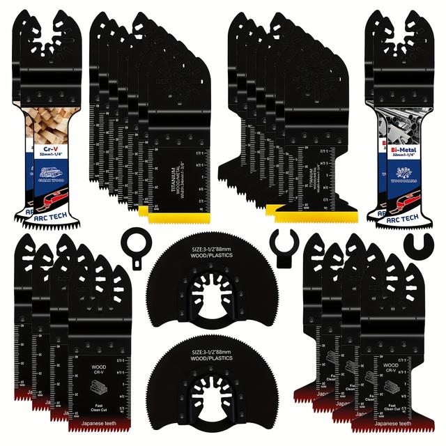 TEMU 28pcs Titanium Oscillating Saw , Extra Long And Japanese Teeth Multitool For Wood, Plastic, Nails, Metal - Compatible With Most Oscillating Multitools, Precision