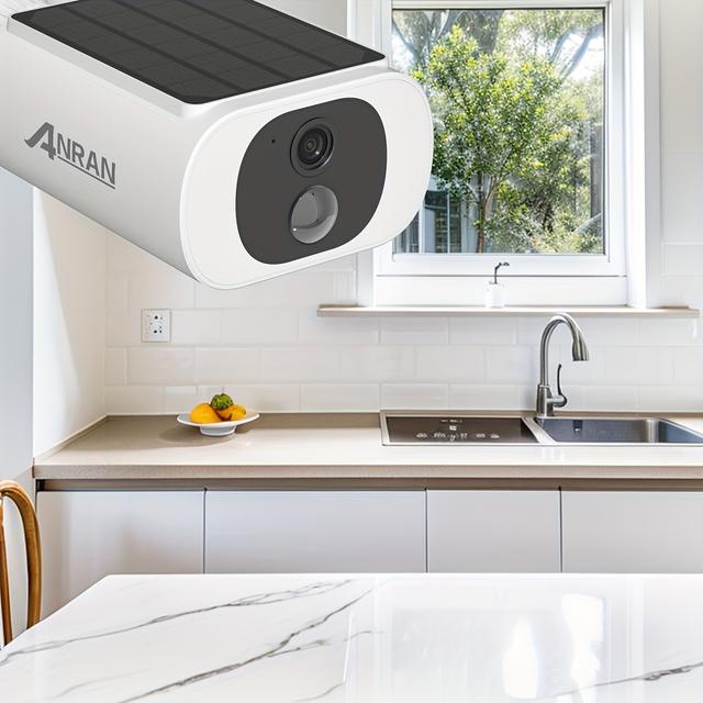 TEMU Anran 2k Solar - Integrated Outdoor Surveillance Camera, 2.4 Ghz Wlan Connectivity, Bright Spotlights, 2 - Way Audio Communication, Ip65 For Use