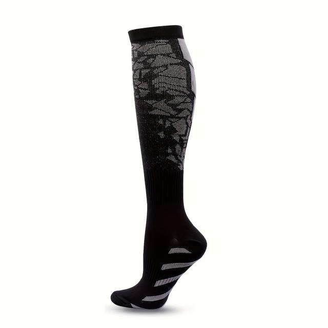 TEMU A Pair Of Knee-high Sports Socks With Breathable Compression - Designed To Sweat And Provide , Made From A Nylon Suitable For Basketball, Football, Running, And Outdoor Activities - An Ideal Gift
