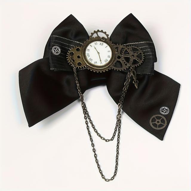 TEMU Vintage Gothic Victorian Steampunk Gear Bowtie In Black And Brown For Costumes