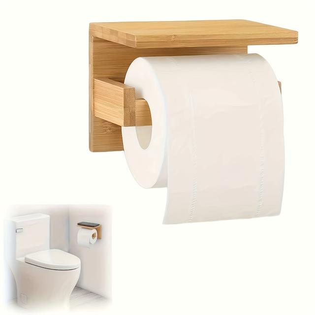 TEMU Plateau de Rangement pour Papier Toilette avec Poignée, Porte-Papier Toilette, Support pour Salle de Bain, Cuisine, Comptoir, en Bois