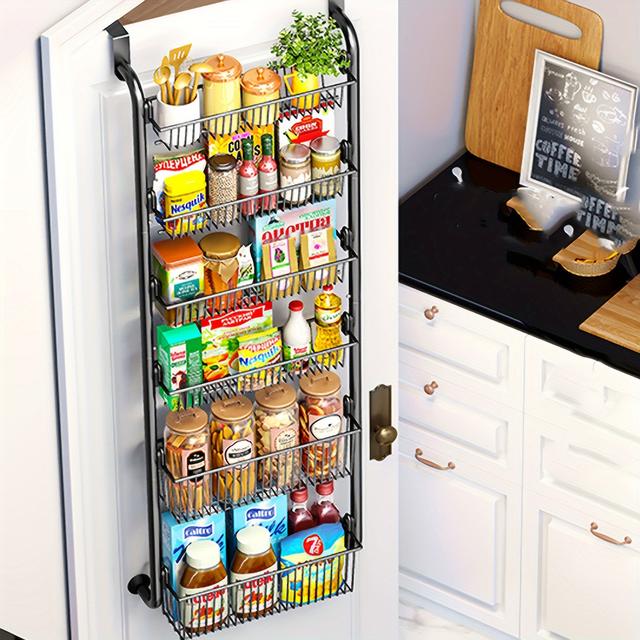 TEMU Over-the-door Pantry Organizer - 4/6 Tier Hanging Storage Rack With Spice Shelves For Kitchen, Laundry Room, And Bathroom Organization