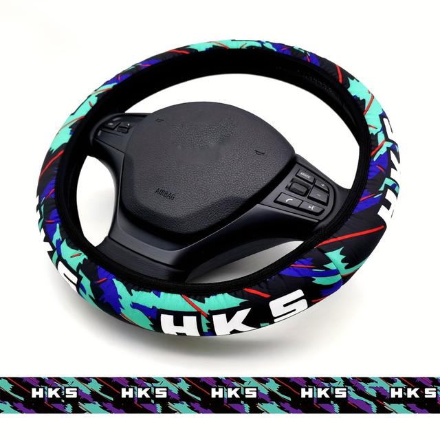 TEMU Jdm Style Universal Fit Nylon Steering Wheel Cover - 15 Inch Non-slip Jacket Without Inner Circle For Cars, Suv, Sedan - Car Decoration Accessories