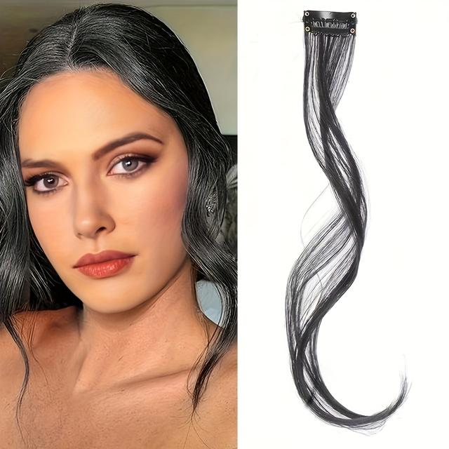 TEMU Long Curly Wavy Clip-in Hair Extensions - Invisible Synthetic Dragon Beard Side Bangs With Temples For , Natural Look For All Hair Types