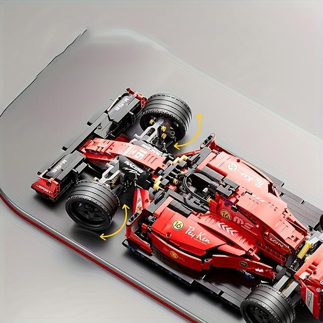 TEMU 1314pcs 2025 New Hot Creative Enthusiast Red Formula Racing Building Blocks High Difficulty Assembly, Suitable For Easter Gift, Surprise Gift, Ideal Birthday Present For Car Enthusiasts