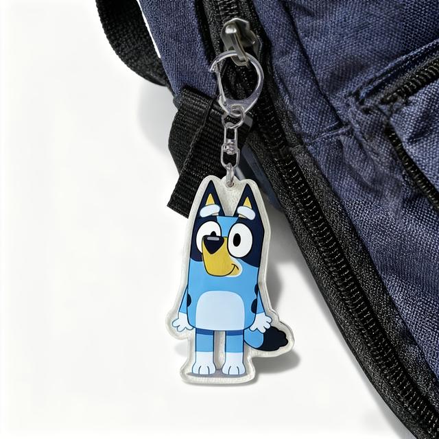 TEMU Llaveros de Bingo de BLUEY | Colgantes acrílicos y de aleación de titanio para mochila, regalos de y graduación, dijes de dibujos animados