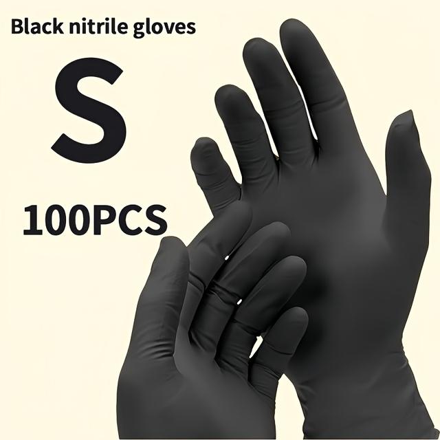 TEMU 100 Einweg-Nitrilhandschuhe, vielseitige Haushaltsreinigungshandschuhe, geeignet für Malen, Friseurarbeiten und die Hausreinigung (Schwarz), geeignet für beide Hände