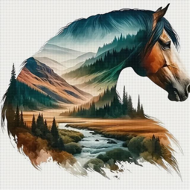 TEMU A Gift Set Suitable For All , Featuring A Horse-themed Painting Kit, High-quality Embroidery Supplies, 11ct Cross- Embroidery Craft, The Complete Set Includes Pre-printed Canvas, Needles, Threads