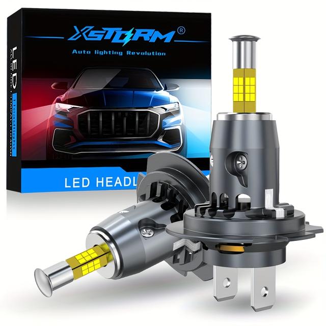 TEMU Xstorm 2pcs 30000lm 4 Sides H7 Led Car Headlight Bulbs Canbus Led Light For Wireless With Fan Csp Auto Mini H7 Headlamp Fog Lights 6000k White 12v Plug And Play