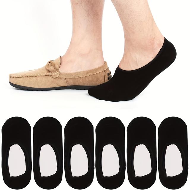 TEMU 6pcs Men's No Show Socks Casual Low Cut Thin Loafers Non-slip Boat Liners