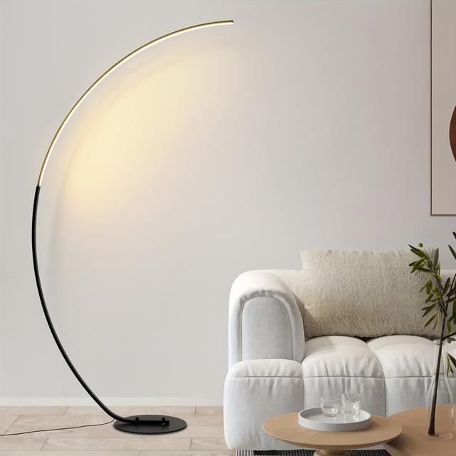 TEMU Black 65 Inch Arched Floor Lamp With Remote, Dimming 3000-6500k, Curved Floor Lamp Suitable For Bedrooms, Living Rooms, And Offices